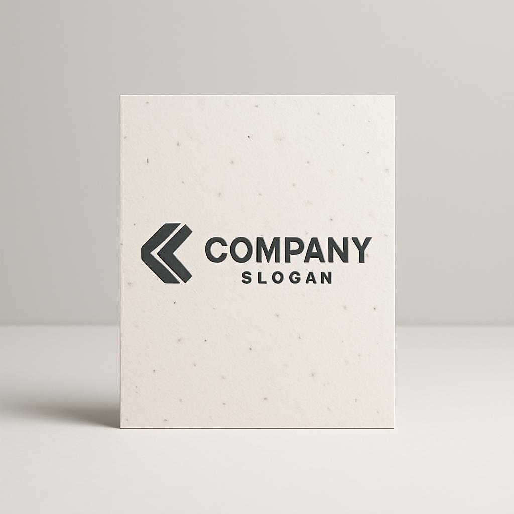 This is a mockup image of a company logo featuring the words, "Company Slogan," on a beige backdrop.